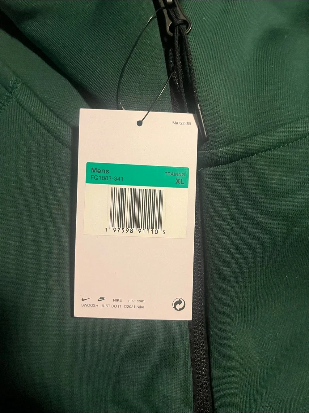 Nike Tech Fleece Windrunner Full-Zip Hoodie Gorge Green size XL